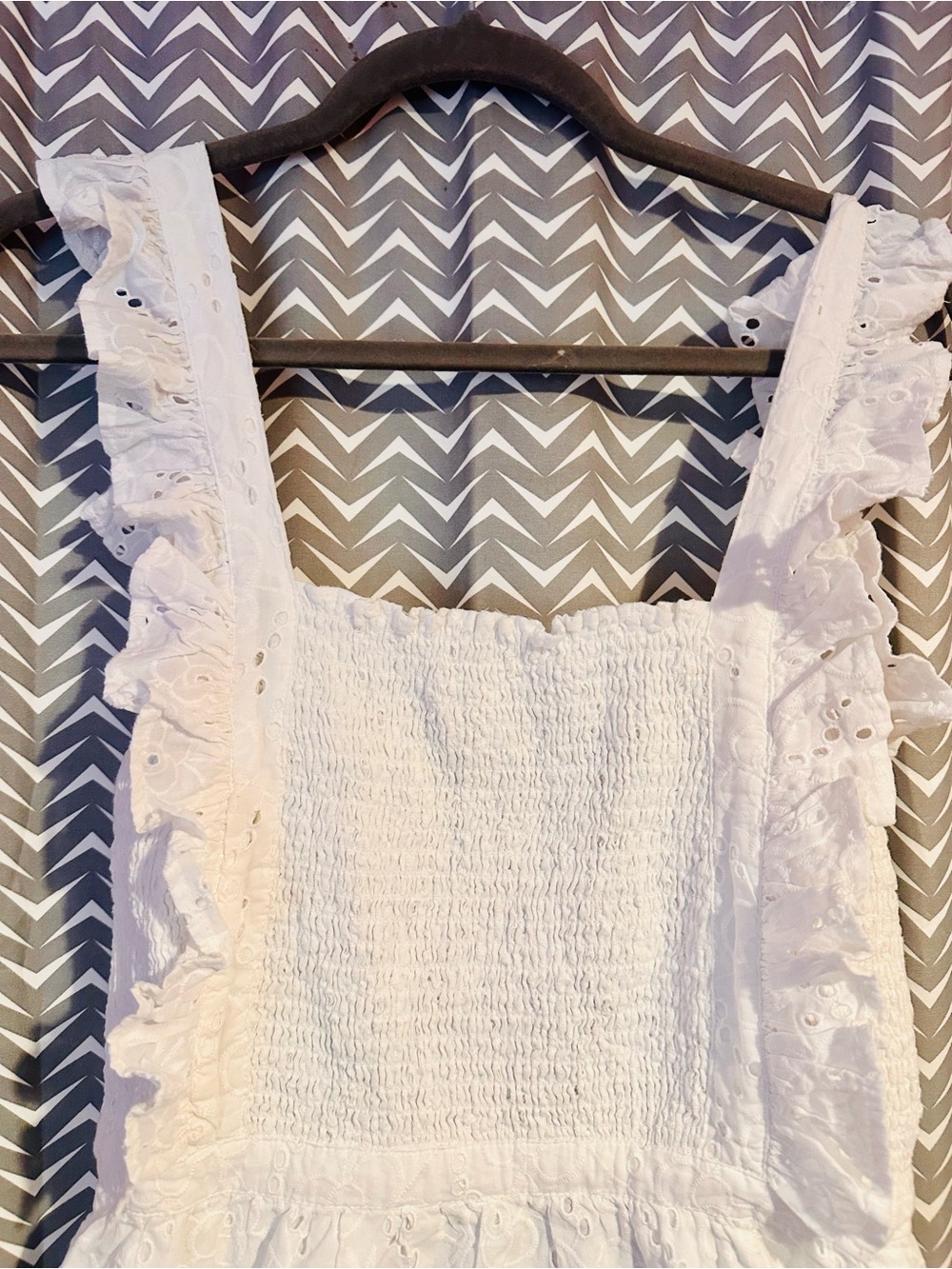 NWT Lulus | Sweet Bliss White Eyelet Ruffled Backless Mini Dress, S - Picture 5 of 9